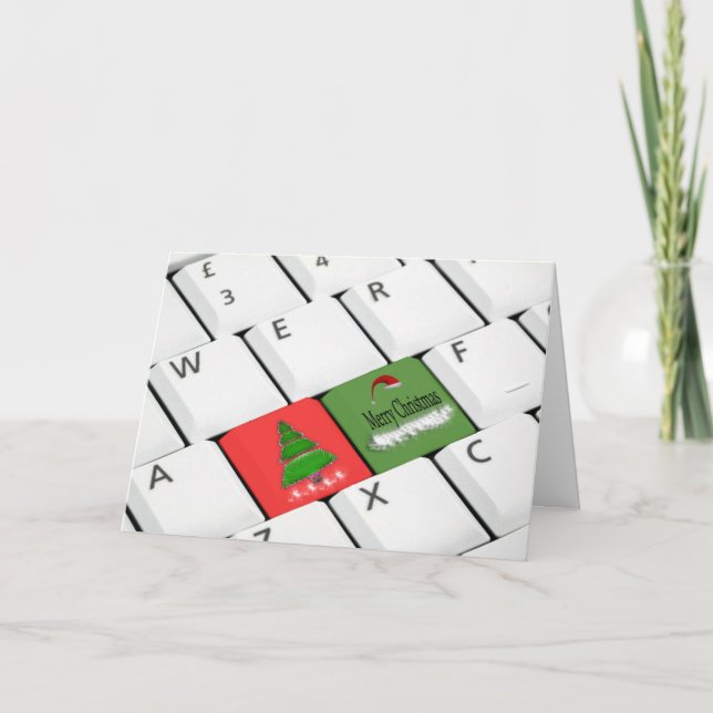 Tarjeta de Navidad del teclado de ordenador (Anverso)