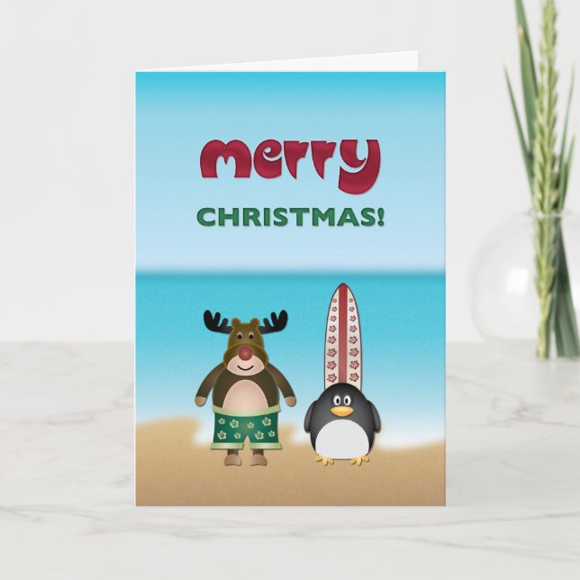 Tarjeta de Navidad del tema de la playa (Anverso)