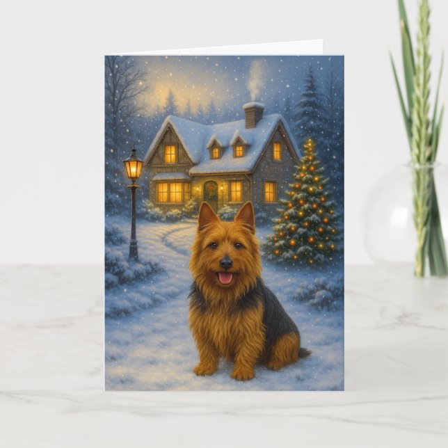 Tarjeta de Navidad del Terrier Australiano (Anverso)