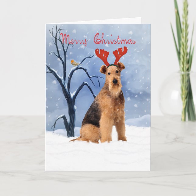 tarjeta de Navidad del terrier del airedale - el (Anverso)