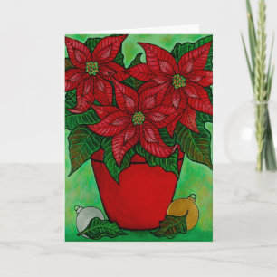 "Tarjeta de Navidad del tiempo del Poinsettia"