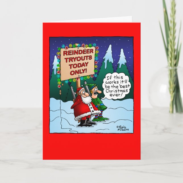 Tarjeta de Navidad del Tryout del reno (Anverso)