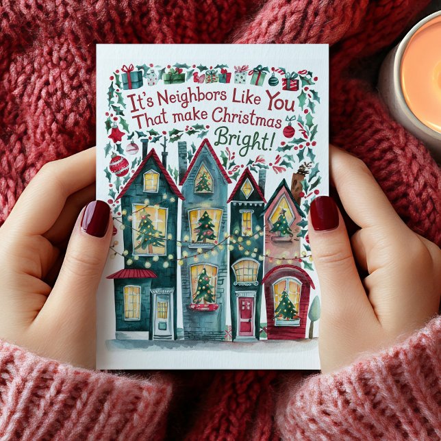 Tarjeta de Navidad del Vecindario con Acuarela (Subido por el creador)