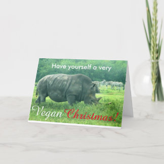 Tarjeta de Navidad del vegano del rinoceronte
