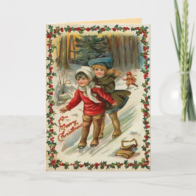 Tarjeta de Navidad del vintage (Anverso)