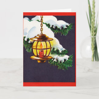 Tarjeta de Navidad del vintage - linterna del día