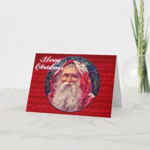 Tarjeta de Navidad del vintage Santa y música