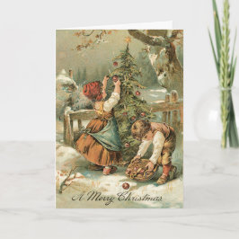 Tarjeta de Navidad del vintage - tarjeta muy dulce