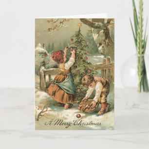 Tarjeta de Navidad del vintage - tarjeta muy dulce