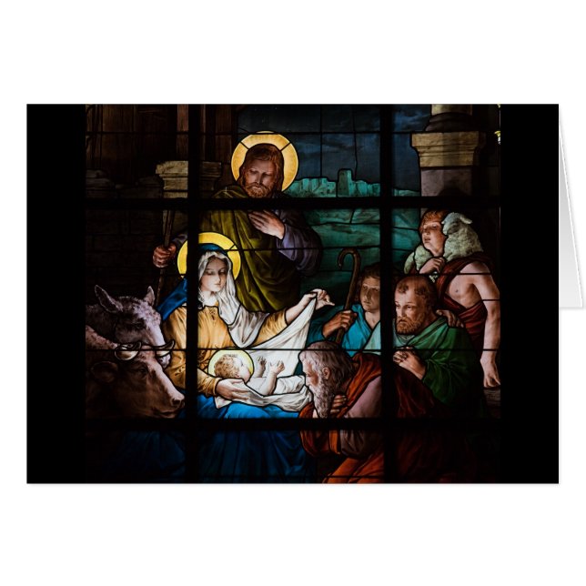 Tarjeta de Navidad del vitral (Anverso (Horizontal))