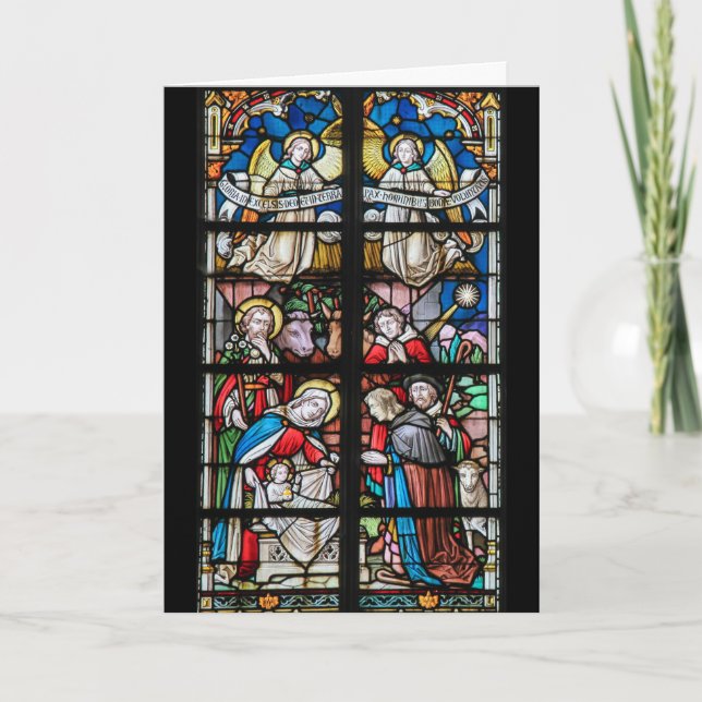 Tarjeta de Navidad del vitral (Anverso)