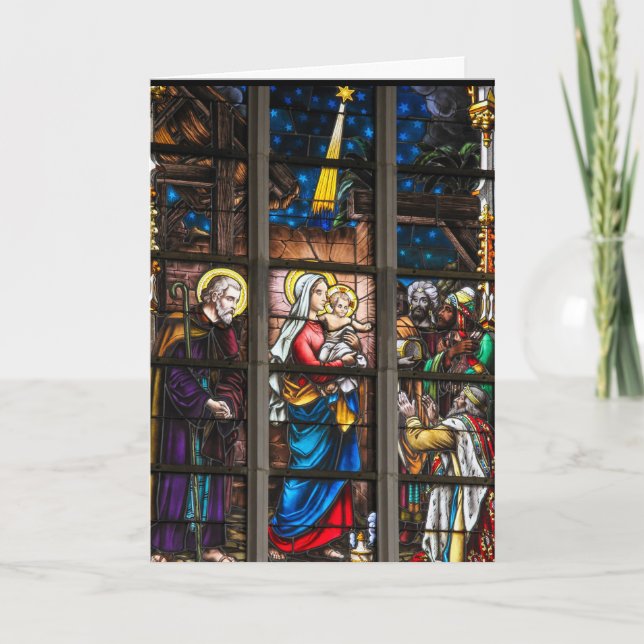 Tarjeta de Navidad del vitral (Anverso)