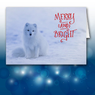 Tarjeta de Navidad del zorro ártico blanco