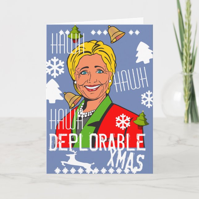 Tarjeta de Navidad deplorable Hillary Clinton Hawh (Anverso)