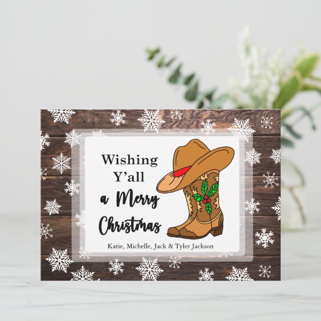 Tarjeta de Navidad Deseando a Todos una Feliz Navi (Anverso de pie)