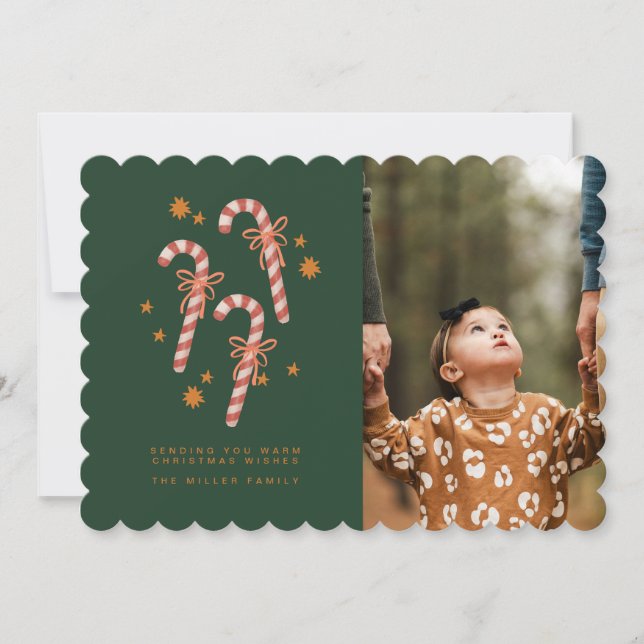 Tarjeta de Navidad Deseos de Caña de Caramelo (Anverso)