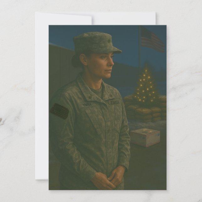 Tarjeta de Navidad "Día Festivo Militar Se le Recu (Anverso)