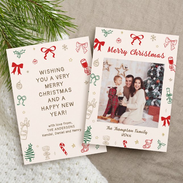 Tarjeta de Navidad dibujada a mano con foto (Subido por el creador)
