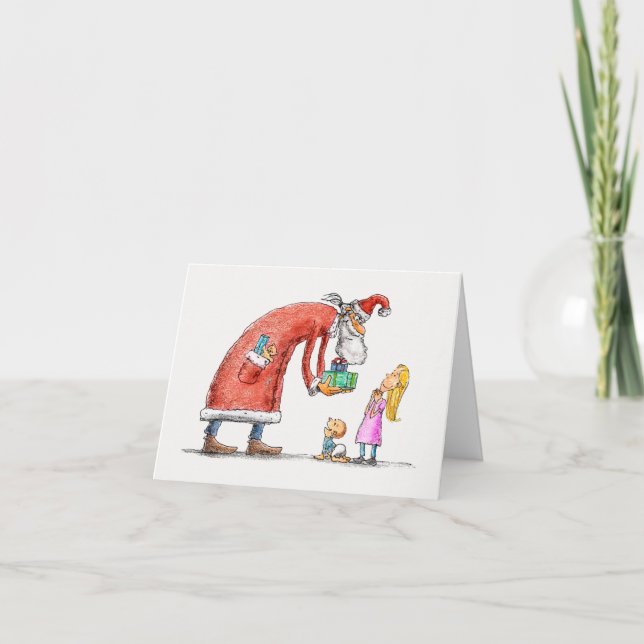 Tarjeta de Navidad dibujada a mano del pasado (Anverso)