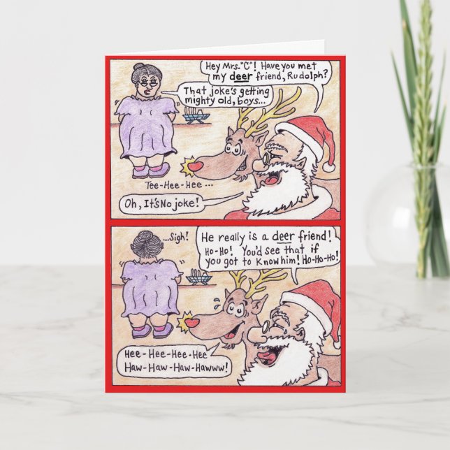 Tarjeta de Navidad - dibujo animado, "amigo de los (Anverso)
