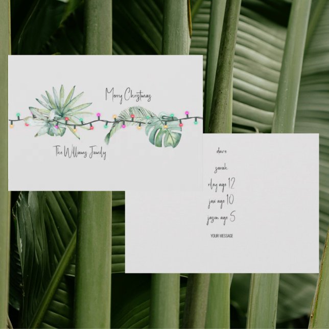 Tarjeta de Navidad digital de follaje tropical y l (Subido por el creador)
