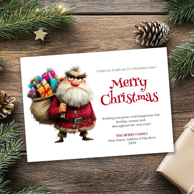 Tarjeta de Navidad digital divertida de Papá Noel  (Bestseller funny Santa digital Xmas greeting card)