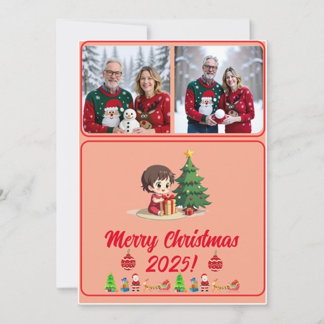Tarjeta de Navidad digital personalizable fácil co (Anverso)