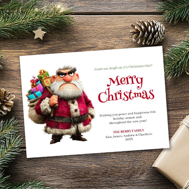 Tarjeta de Navidad digital personalizada de cómic  (Trending comic Santa digital custom holiday card)