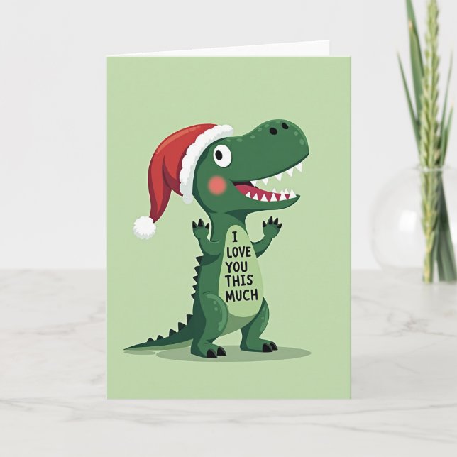 Tarjeta de Navidad 'Dino te quiero' (Anverso)