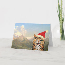 Tarjeta de Navidad divertida adaptable del gato