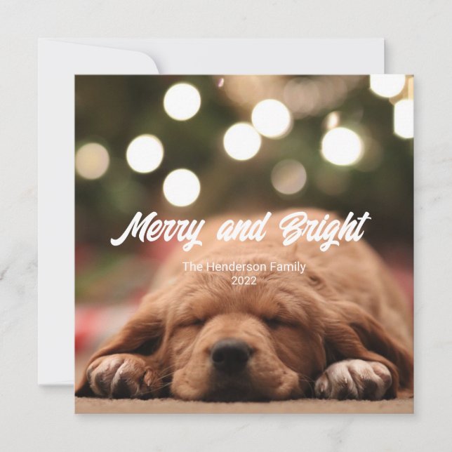 Tarjeta de Navidad divertida, alegre y luminosa co (Anverso)