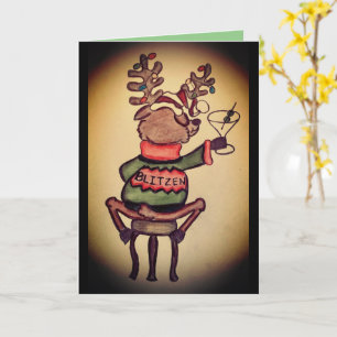 Tarjeta de Navidad divertida Blitzen