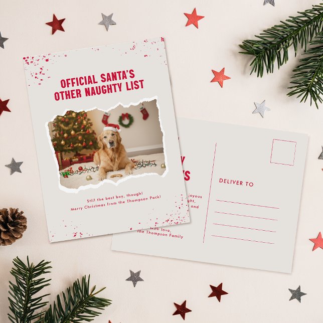 Tarjeta de Navidad divertida con foto de perro con (Subido por el creador)