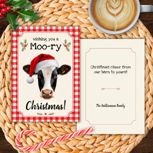 Tarjeta de Navidad divertida con vaca