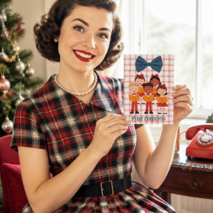 Tarjeta de Navidad divertida de cantantes de villa