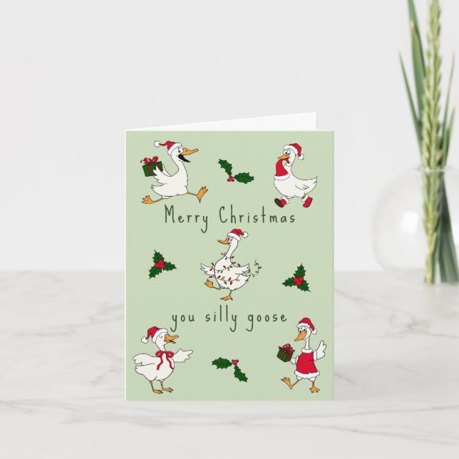 Tarjeta de Navidad divertida de ganso de Navidad t (Anverso)