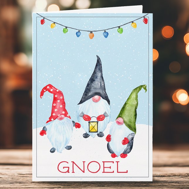 Tarjeta de Navidad divertida de Gnomos Gnoel (Silly gnomes Gnoel Christmas Card)