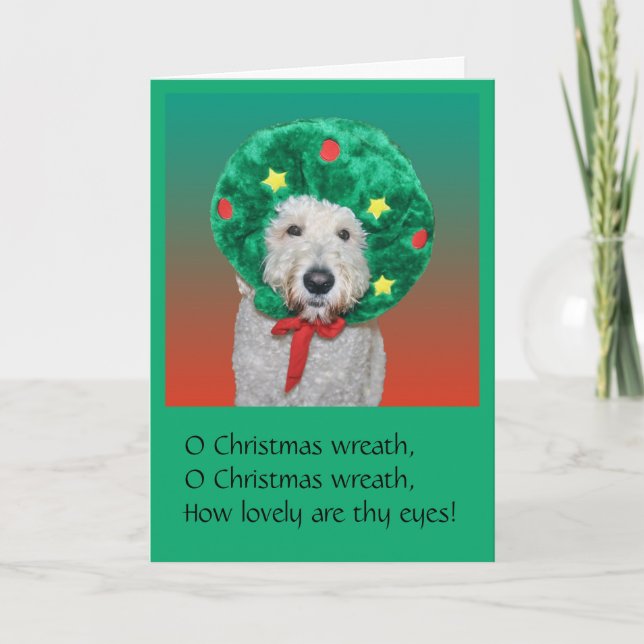 Tarjeta de Navidad divertida de Goldendoodle (Anverso)