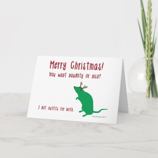 Tarjeta de Navidad divertida de la rata (Anverso)