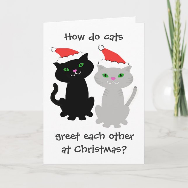 Tarjeta de Navidad divertida de los gatos (Anverso)