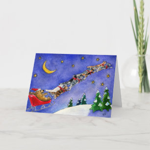 Tarjeta de Navidad divertida de los gatos del reno