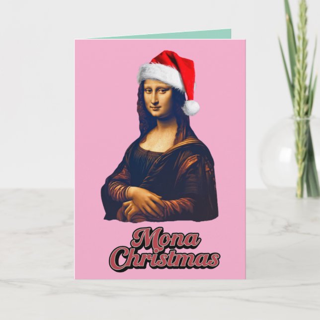 Tarjeta de Navidad divertida de Mona Lisa (Anverso)