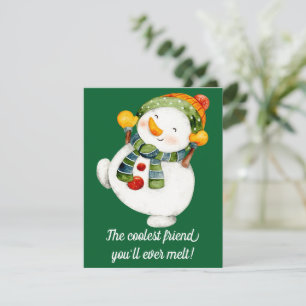 Tarjeta de Navidad divertida de muñeco de nieve pa