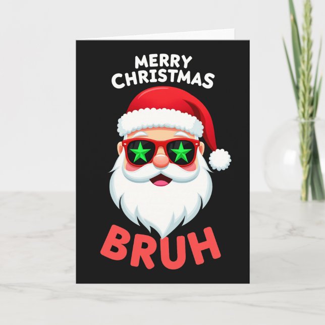 Tarjeta de Navidad divertida de Papá Noel Bruh Mem (Anverso)