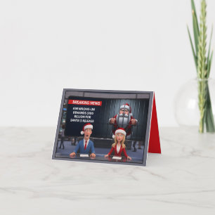Tarjeta de Navidad divertida de Papá Noel en la cá