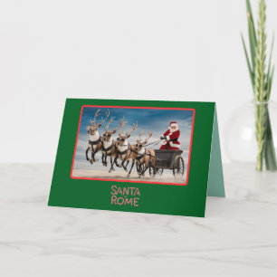 Tarjeta de Navidad divertida de Papá Noel en Roma