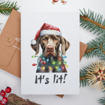 Tarjeta de Navidad Divertida de Perro – Cita 'Está