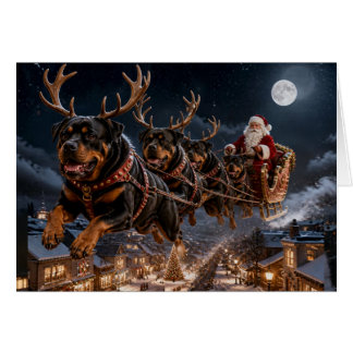 Tarjeta de Navidad divertida de perro Rottweiler