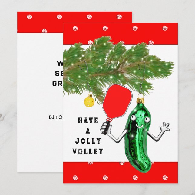 Tarjeta de Navidad Divertida de Pickleball (Anverso / Reverso)