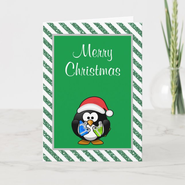 Tarjeta de Navidad divertida de pingüino (Anverso)